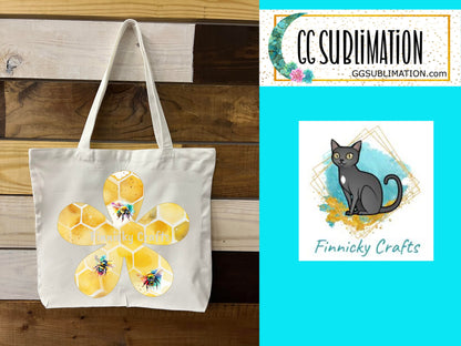 Honeycomb/Bee Sublimation Flower Digital Design- Earrings - Signs - Design