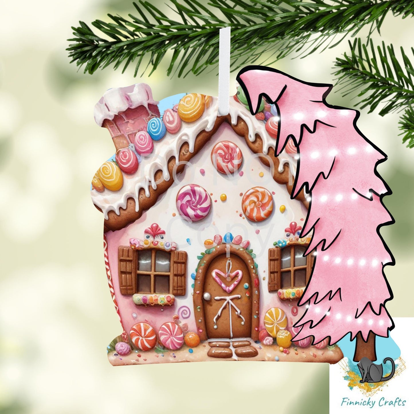 Gingerbread house with tree - Christmas Sublimation Design PNG Graphic Clip Art Digital Download
