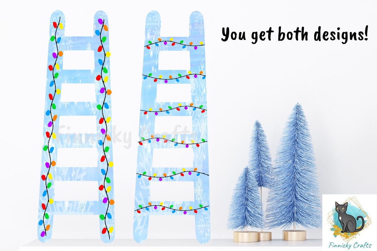 Snowflake Christmas Lights Ladder Christmas Sublimation Design png