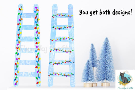 Snowflake Christmas Lights Ladder Christmas Sublimation Design png