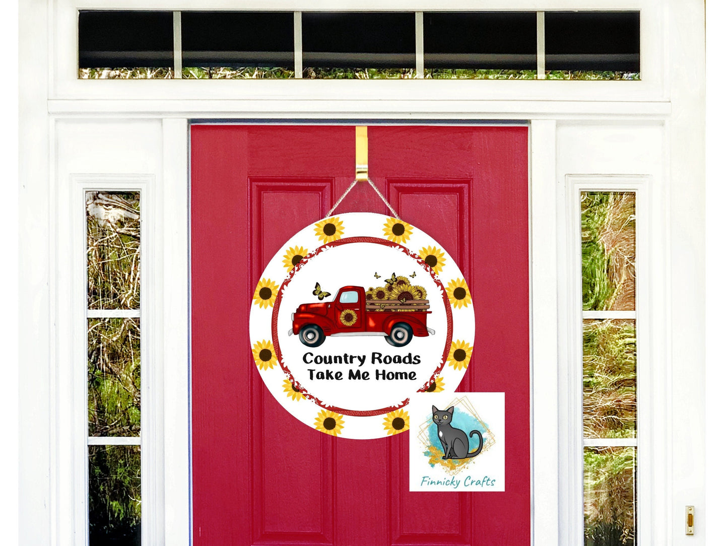 Country Roads Take Me Home Round Sign Design - Digital Download