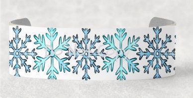 Snowflakes, Bracelet Cuff Sublimation Designs - Small, Medium, Large PNG files - Winter - Christmas