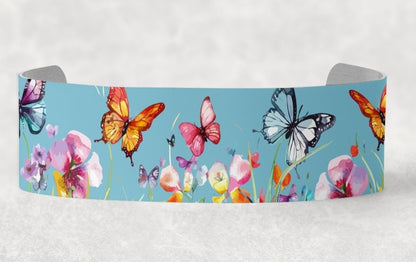 Butterflies, Flower Garden , Bracelet Cuff Sublimation Designs - Small, Medium, Large PNG files - Jewelry