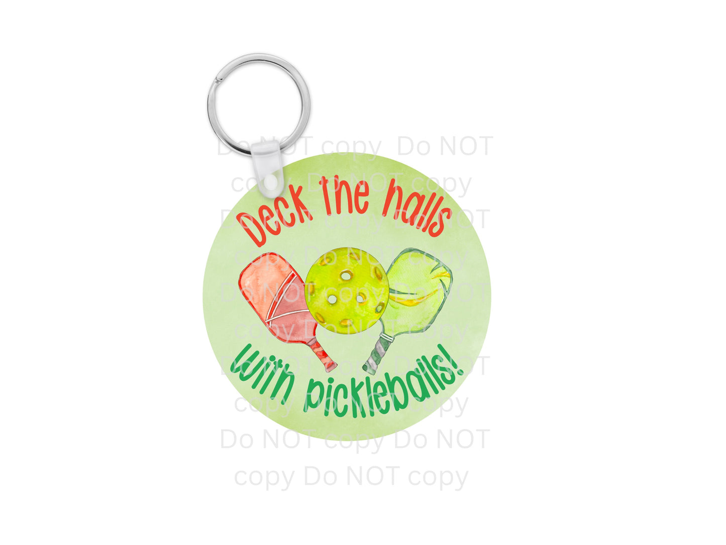 Deck the Halls with Pickleballs, Round Christmas Sign PNG, Digital Download, Sublimation, Decor, Earrings, Ornament, Badge Reel, Keyring