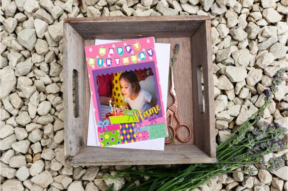 Customizable Pink Birthday Digital Garden Flag Design | Personalize with Name and Picture | 300 dpi PNG