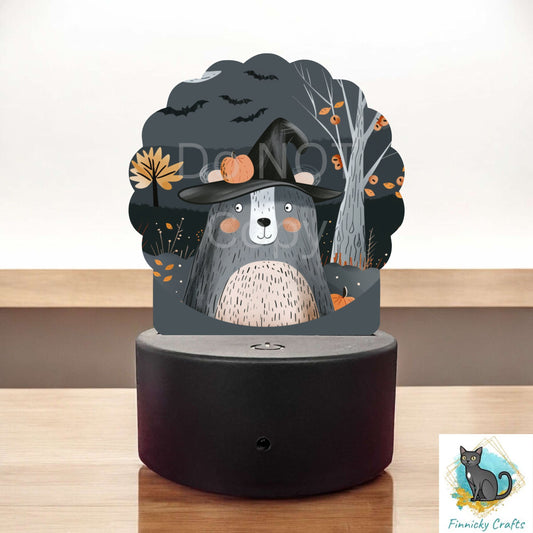 Witch Bear, Scallop Light Base Acrylic, Sign, Sublimation, Digital, PNG, Design, Acrylic, Nightlight