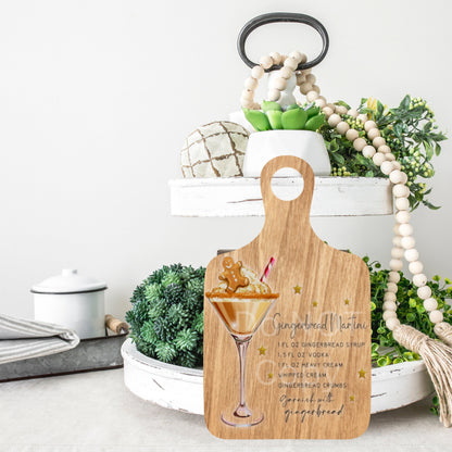 Gingerbread Martini Recipe Cutting Board, Digital, PNG, Design, Download, Door Hanger, Ornament, Home Decor, Tray