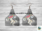 Customizable Black and White Floral Cow Tag Shape  png - Sublimation Designs Wall Hanger - Earring Png - Cow Tag Download