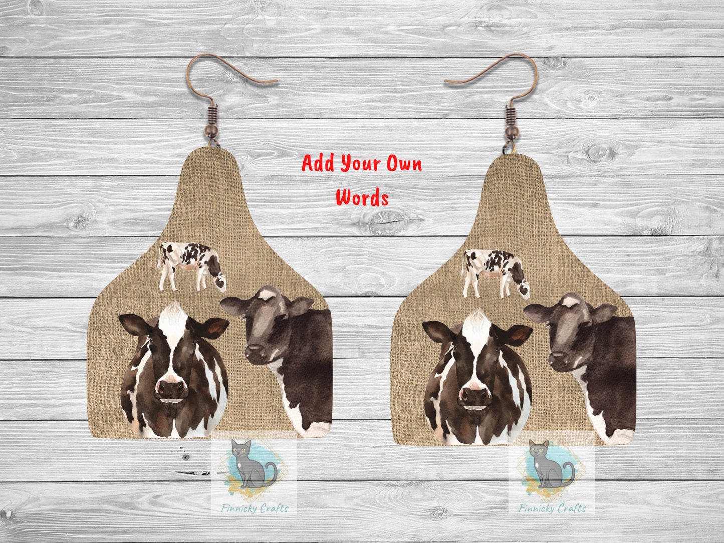 Black and white Cow Tag Shape png - Sublimation Designs Wall Hanger - Earring Png - Cow Tag Download