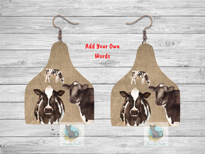 Black and white Cow Tag Shape png - Sublimation Designs Wall Hanger - Earring Png - Cow Tag Download