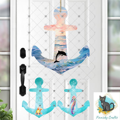 Sea-themed Anchor Earrings, Badge Reels, Decor, Signs, Sublimation, Digital, PNG Design, Earrings.