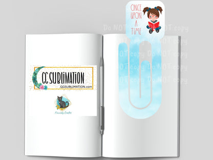Little Girls Reading - Once Upon a Time - 5 Designs Bundle - Square bookmark - Instant Digital Download - PNG