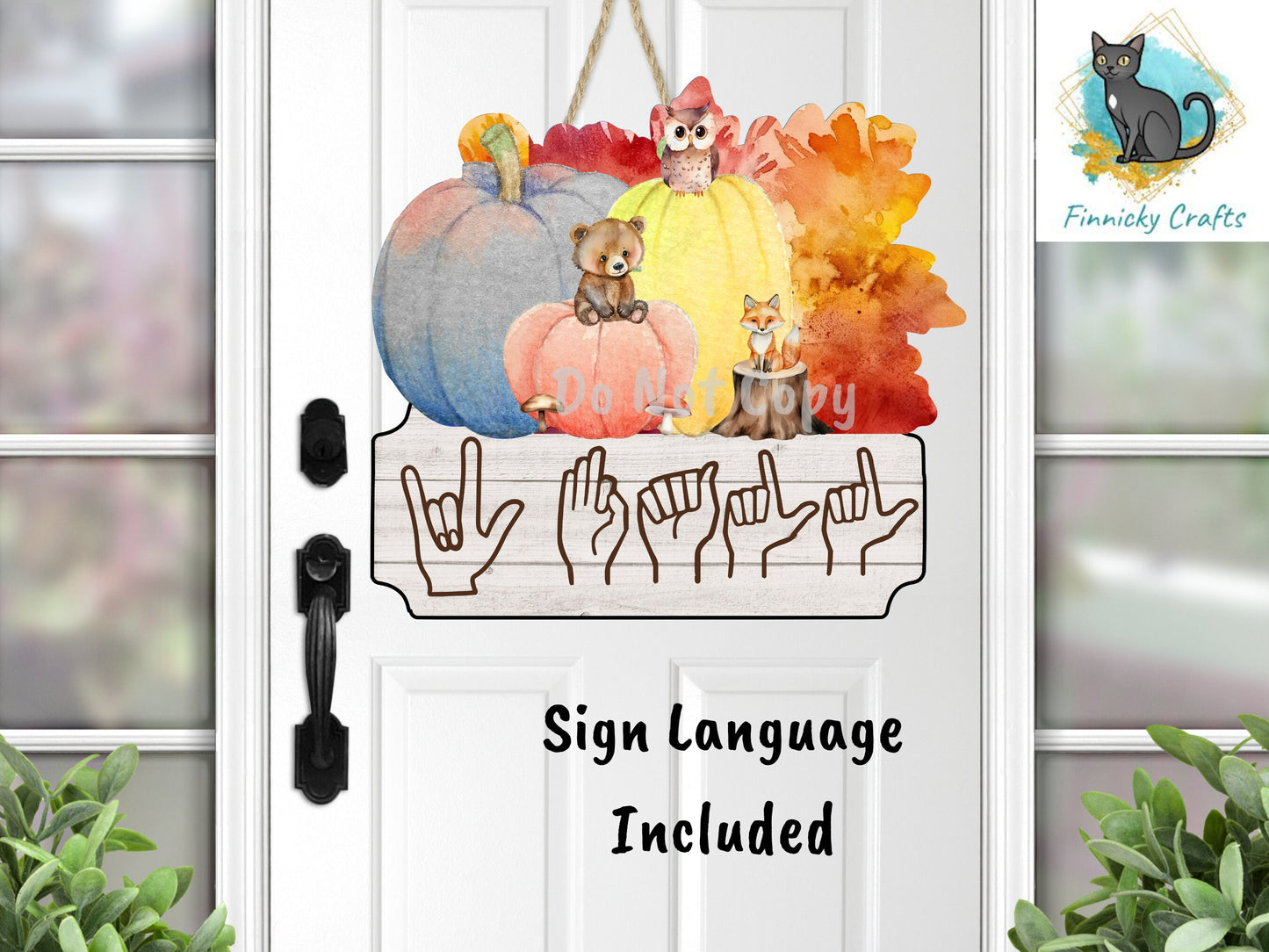 Fall Sign, Fall Sublimation PNG, Hello Fall, Outdoor Fall Sign,Pumpkin Sign, Fall Welcome Sign, Woodland animals, autumn leaves