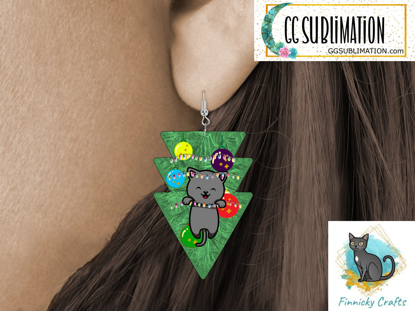 Three Arrow Cat Hanging on Christmas Tree Shape png - Earrings Png - cat Download