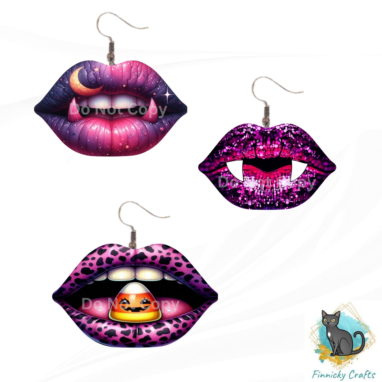 Spooky Halloween Lips -  - Sublimation Digital Design Bundle - MDF - Acrylic - Night Light - Suncatcher - Earrings - Decor