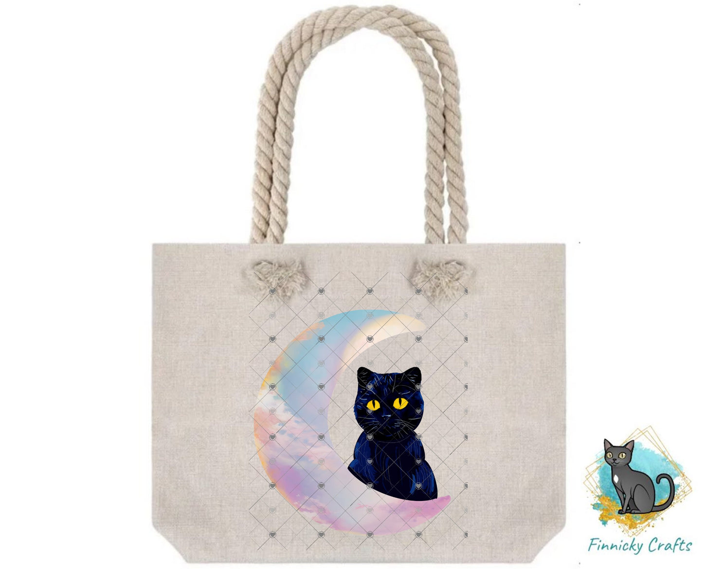 Moon Cat - Black Cat - Crescent Moon - 2 versions (Welcome & Blank) - Earrings - Signs - Design - PNG - T-shirts - DTF and Sublimation