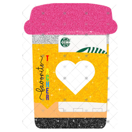 Teacher School Appreciation Pencil Coffee Lovers Coffee Gift Card Holder Sublimation Design Png Template - Teacher Gift