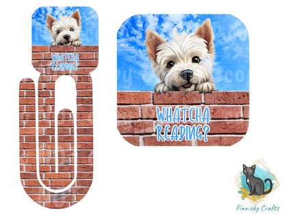 Peeking Dogs Bookmarks - 5 Designs Bundle - German Shepherd, Corgi, Boxer, Shih Tzu, Brown Frenchie - Whatcha Reading? - PNG Download