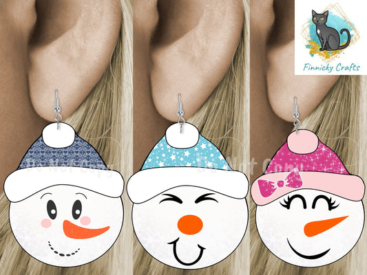 Snowman Design, Snowman Beanie, Winter, Bundle, Sublimation, Digital Design, PNG, Download, Decoration, Earring, Door Hanger, Ornament