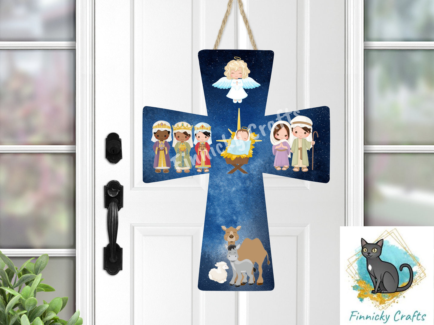 Christmas Nativity Cross, Sublimation, Digital, PNG Design, Download for Earrings, Wall Decor, Door Hanger, Keychain