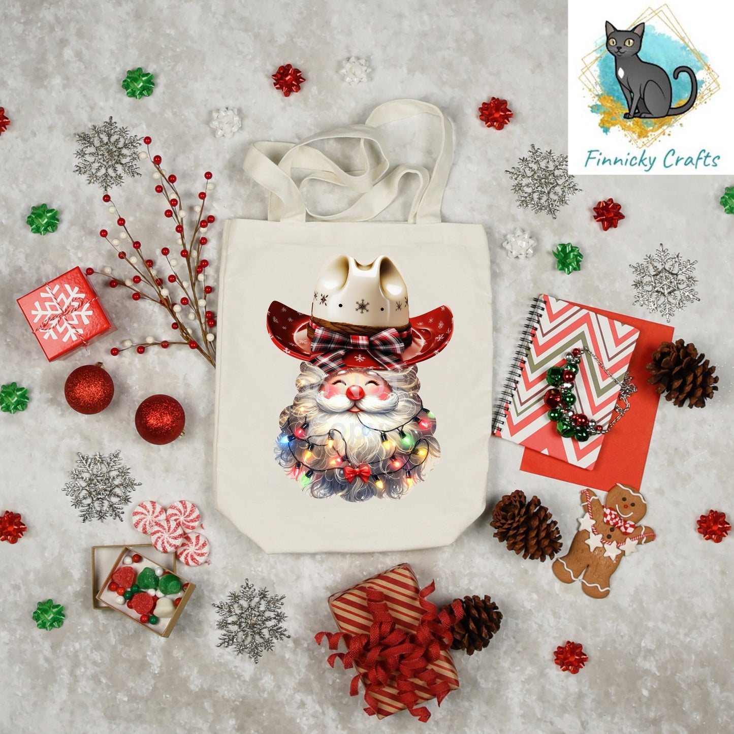 Western Cowboy Santa with Christmas lights - earrings, night light, sign, decor  -  Christmas Ornament Digital File, MDF, Sublimation, DTF