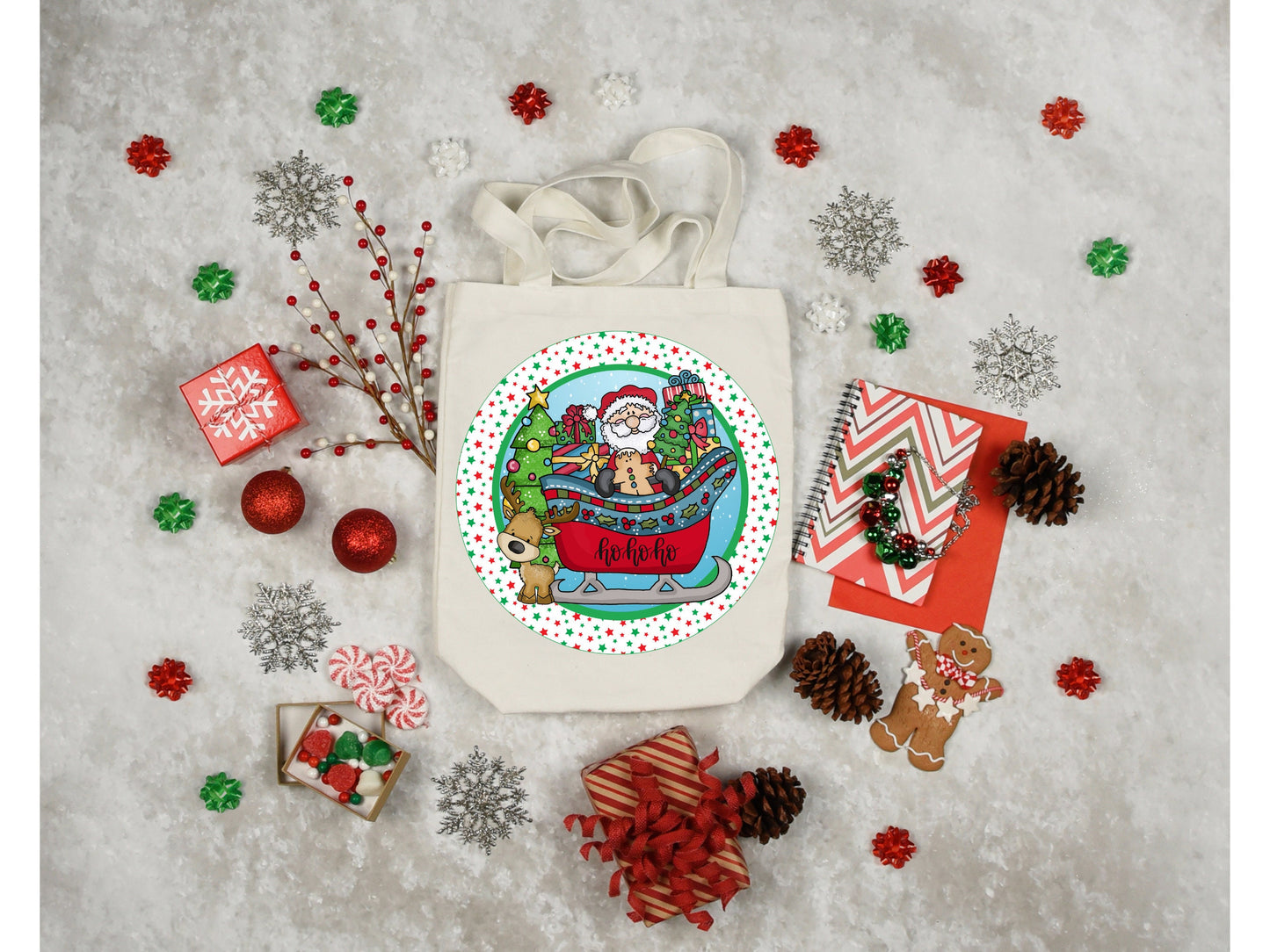 Christmas Santa Sleigh Reindeer Ho Ho Ho Round Sign - T-shirt - Hat - Pillow - Ornament - Coaster - Cup - Bag Design - Digital Download