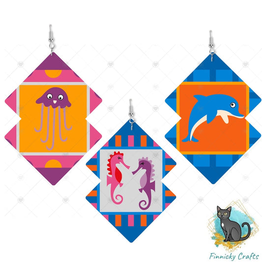 Boho Double Shape, Ocean Life, Dolphin, Octopus, Seahorse, Sublimation Design, Download, Sign, Suncatcher, Night Light, Acrylic and MDF