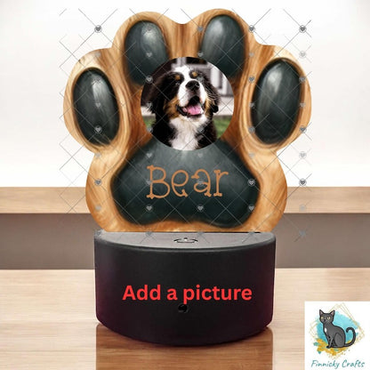 Paws for dogs-cats, Customizable (Add words, names), Light Base, Digital, Decor, suncatcher, night light