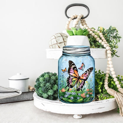 Butterfly Mason Jar Sublimation Digital Design Bundle - MDF, Acrylic, Glitter Acrylic - Earrings, Sign, Nightlight, Vent Clip, Beach Bag