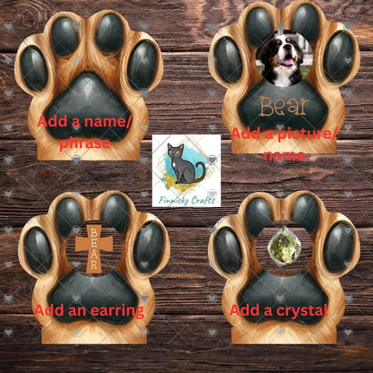 Paws for dogs-cats, Customizable (Add words, names), Light Base, Digital, Decor, suncatcher, night light