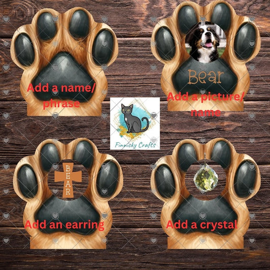 Paws for dogs-cats, Customizable (Add words, names), Light Base, Digital, Decor, suncatcher, night light