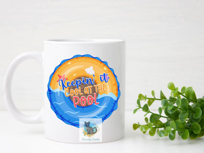Keepin' It Cool at the Pool Round Sign/T-Shirt - Bag - Cup - Coaster - Pillow - Apron- Hat Design - Digital Download