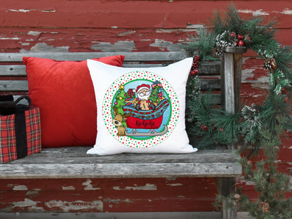 Christmas Santa Sleigh Reindeer Ho Ho Ho Round Sign - T-shirt - Hat - Pillow - Ornament - Coaster - Cup - Bag Design - Digital Download