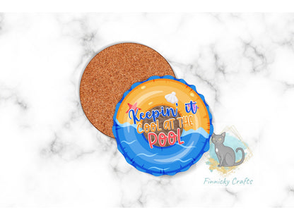 Keepin' It Cool at the Pool Round Sign/T-Shirt - Bag - Cup - Coaster - Pillow - Apron- Hat Design - Digital Download