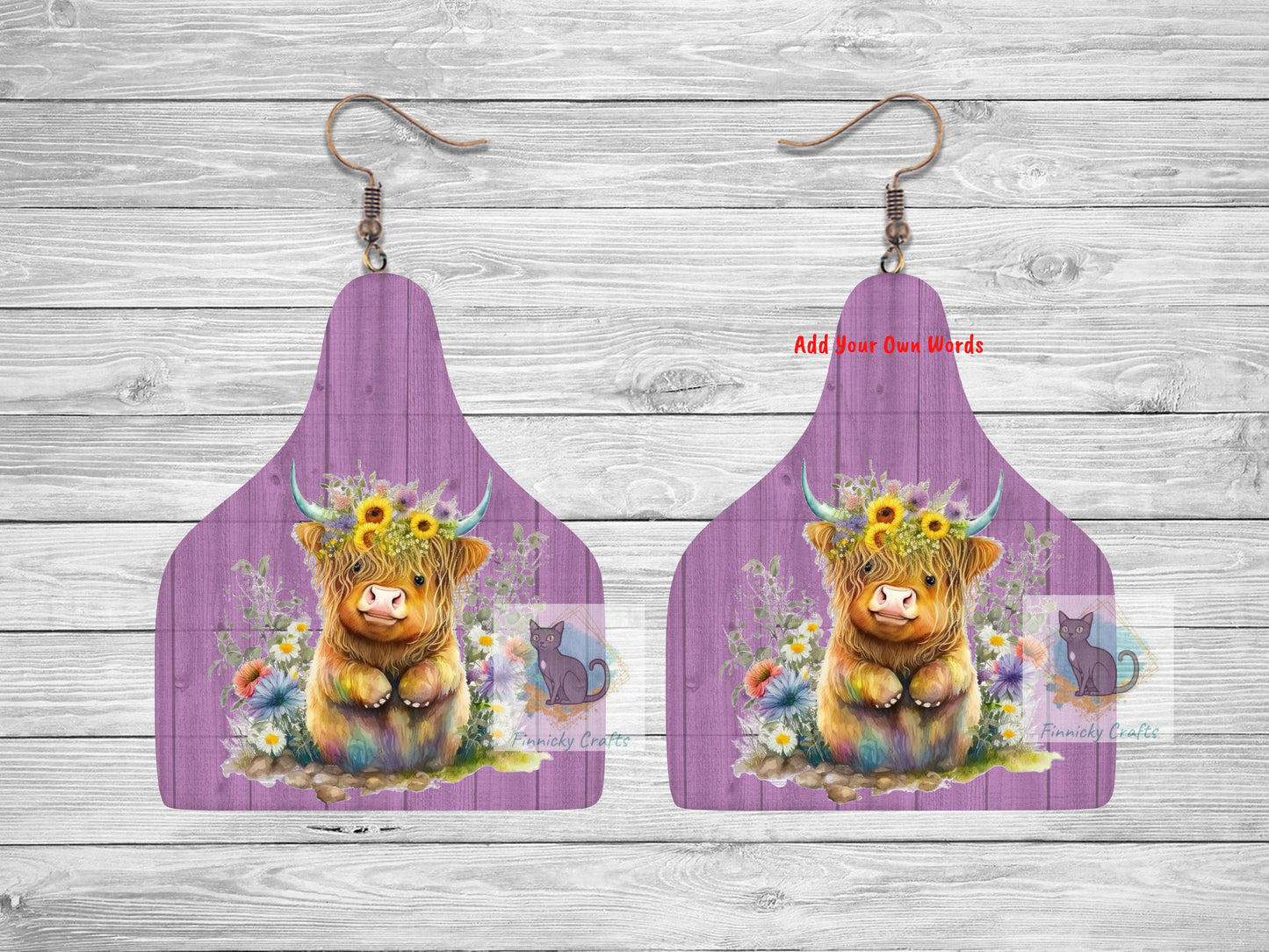 Easter Highland Cow Tag Shape png - Sublimation Designs Wall Hanger - Earring Png - Cow Tag Download