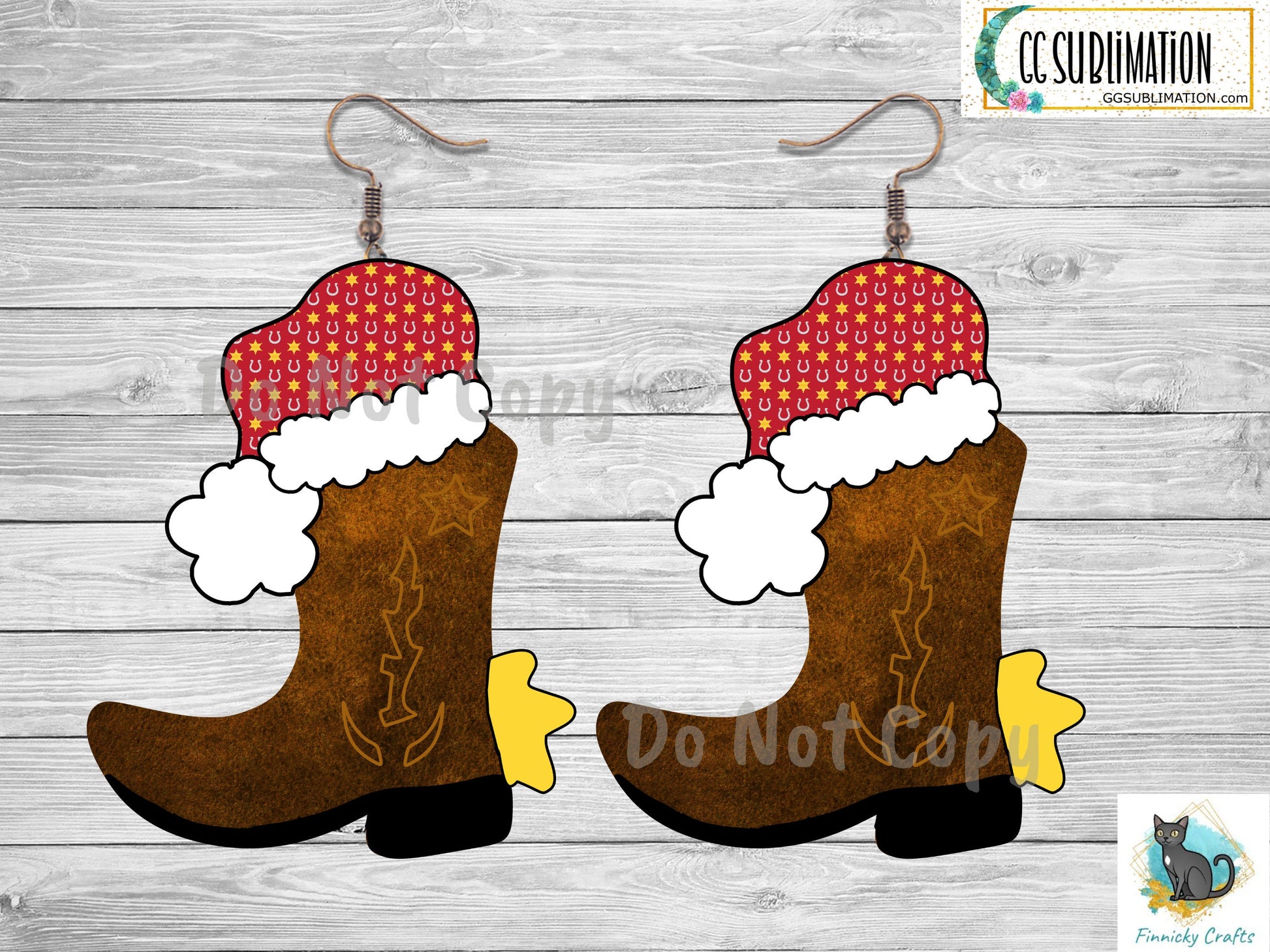Cowboy Boot with Santa Hat Christmas Design png