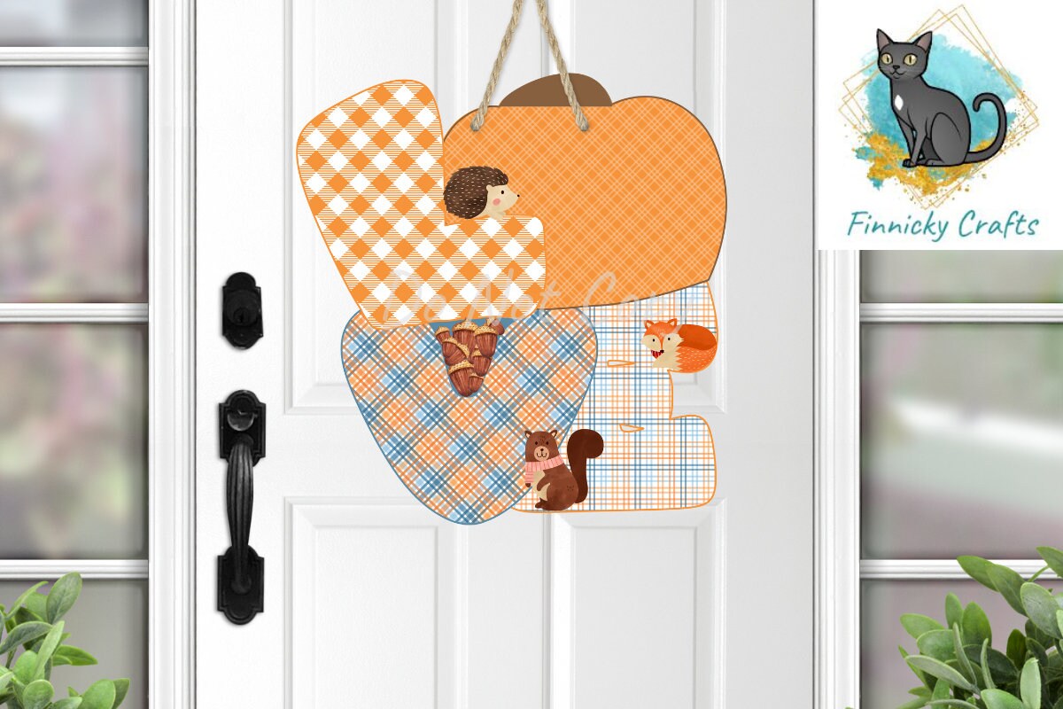 Love Pumpkin Autumn Plaid Design, Cute, Halloween, Sublimation, Digital Design, PNG, Download, Decoration,Earring,DoorHanger,Ornament