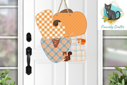 Love Pumpkin Autumn Plaid Design, Cute, Halloween, Sublimation, Digital Design, PNG, Download, Decoration,Earring,DoorHanger,Ornament