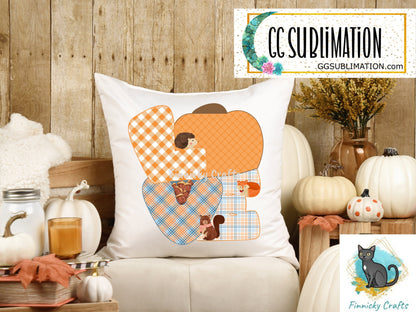 Love Pumpkin Autumn Plaid Design, Cute, Halloween, Sublimation, Digital Design, PNG, Download, Decoration,Earring,DoorHanger,Ornament
