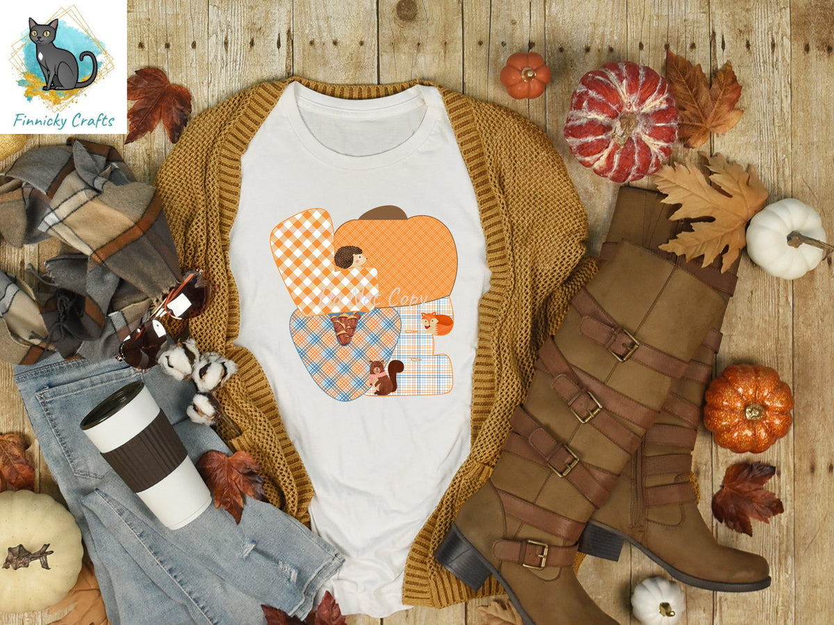 Love Pumpkin Autumn Plaid Design, Cute, Halloween, Sublimation, Digital Design, PNG, Download, Decoration,Earring,DoorHanger,Ornament