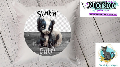 Round Design, Skunk, Stinkin Cute, Sublimation, PNG, Digital Download, Earrings, Door Hanger, Decoration, Car Coaster
