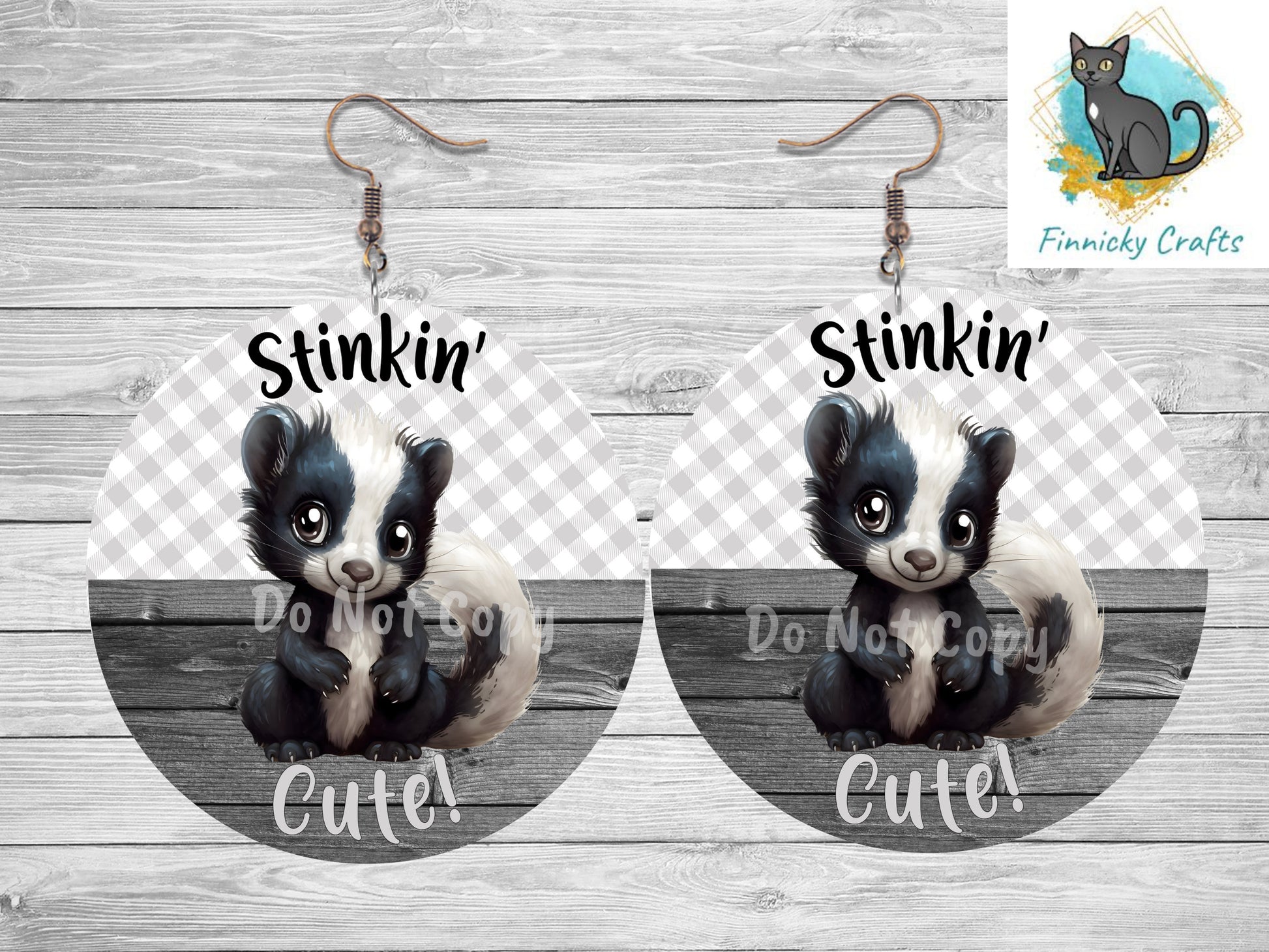 Round Design, Skunk, Stinkin Cute, Sublimation, PNG, Digital Download, Earrings, Door Hanger, Decoration, Car Coaster