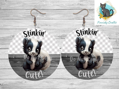 Round Design, Skunk, Stinkin Cute, Sublimation, PNG, Digital Download, Earrings, Door Hanger, Decoration, Car Coaster