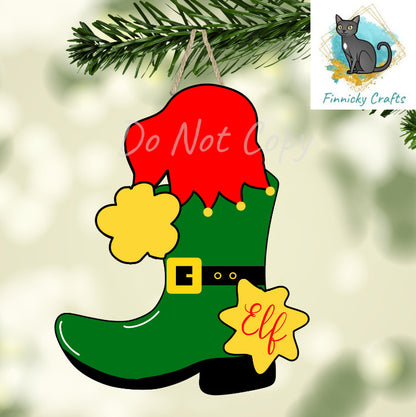 Cowboy Boot Shape, Christmas, Santa boot, Elf boot, Reindeer boot, Bundle, Cute, Sublimation, PNG, Digital Download, Earrings, Door Hanger