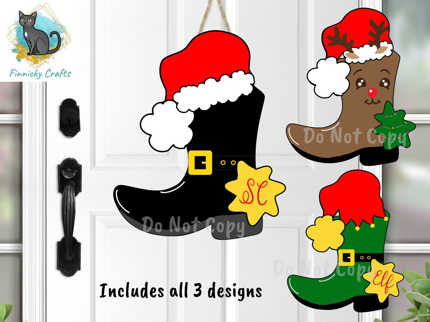 Cowboy Boot Shape, Christmas, Santa boot, Elf boot, Reindeer boot, Bundle, Cute, Sublimation, PNG, Digital Download, Earrings, Door Hanger