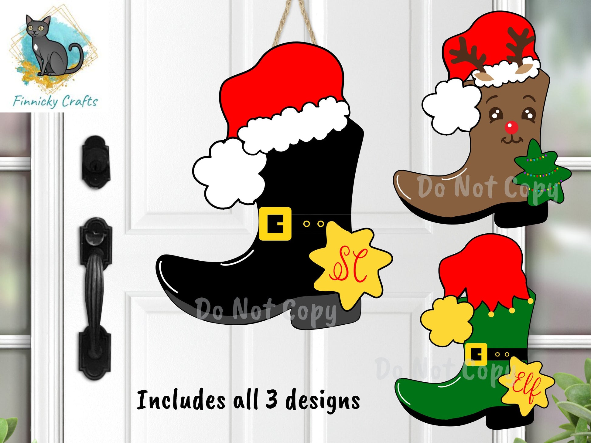Cowboy Boot Shape, Christmas, Santa boot, Elf boot, Reindeer boot, Bundle, Cute, Sublimation, PNG, Digital Download, Earrings, Door Hanger