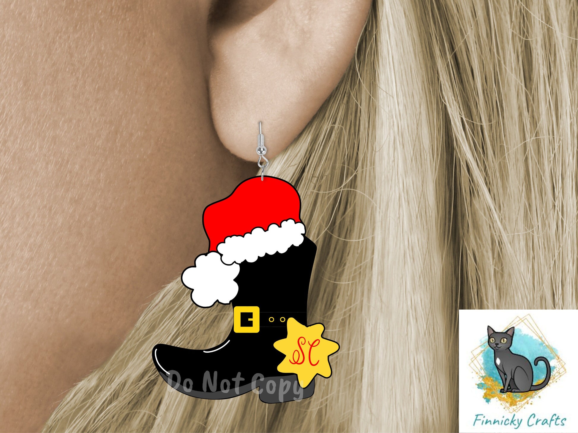 Cowboy Boot Shape, Christmas, Santa boot, Elf boot, Reindeer boot, Bundle, Cute, Sublimation, PNG, Digital Download, Earrings, Door Hanger
