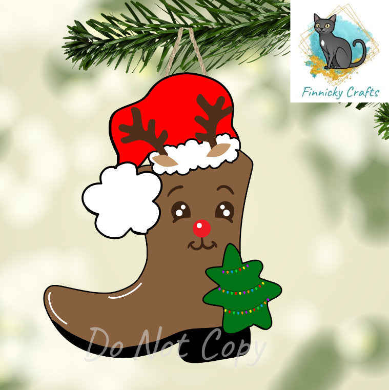 Cowboy Boot Shape, Christmas, Santa boot, Elf boot, Reindeer boot, Bundle, Cute, Sublimation, PNG, Digital Download, Earrings, Door Hanger