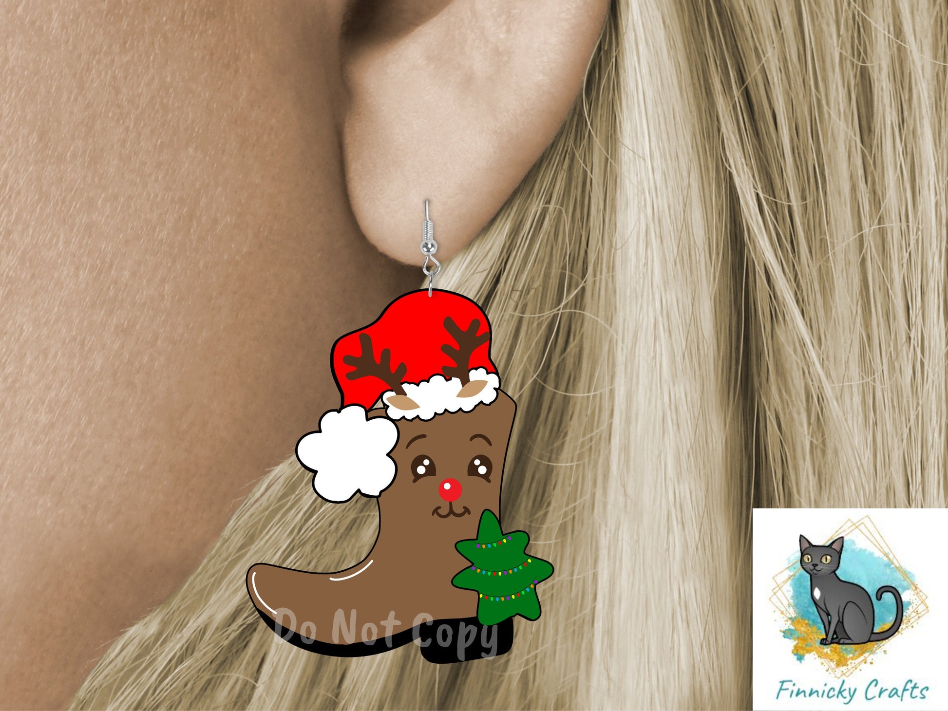 Cowboy Boot Shape, Christmas, Santa boot, Elf boot, Reindeer boot, Bundle, Cute, Sublimation, PNG, Digital Download, Earrings, Door Hanger