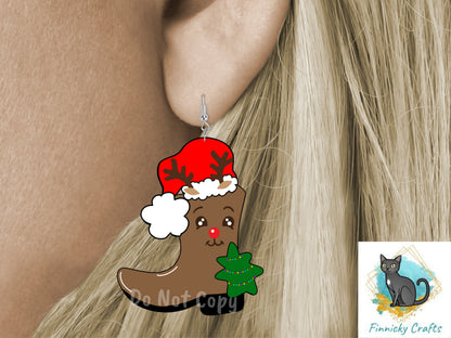 Cowboy Boot Shape, Christmas, Santa boot, Elf boot, Reindeer boot, Bundle, Cute, Sublimation, PNG, Digital Download, Earrings, Door Hanger